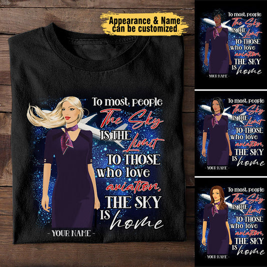 The Sky Is Home - Personalized Flight Attendant Shirt