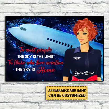 Personalized The Sky Is Home Flight Attendant Poster & Canvas