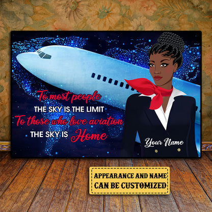 Personalized The Sky Is Home Flight Attendant Poster & Canvas